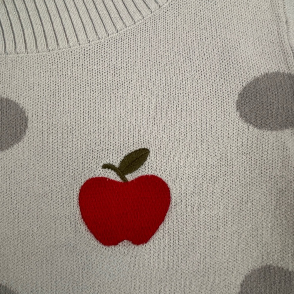 Women’s loft outlet gray polka dot teacher apple sweater small. - Picture 6 of 8